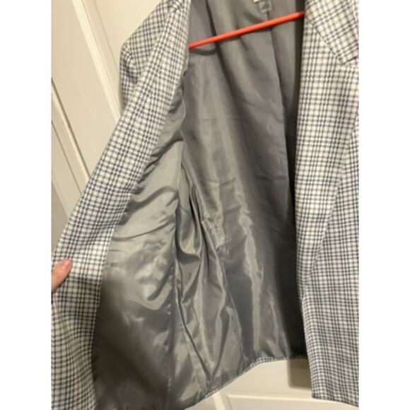 ANNE KLEIN WOMEN'S BLAZER - Grey and White Houndstooth Pattern - Women's Large - Picture 5 of 6